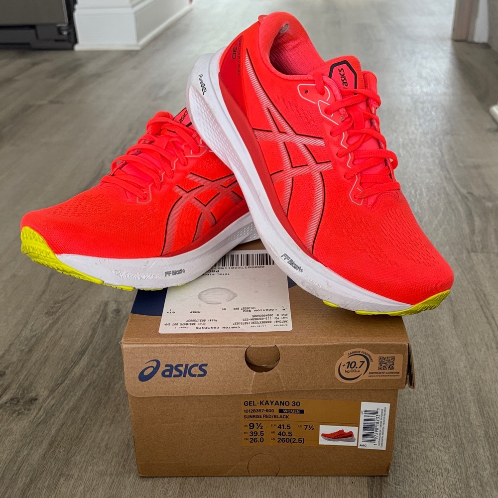 ASICS Gel-Kayano 30 Bright Red with Neon Yellow Accents